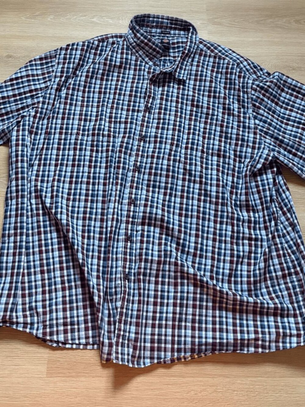 Men's Plaid Dickies Relaxed Fit Short Sleeve Button Down Shirt Size 6XLT
